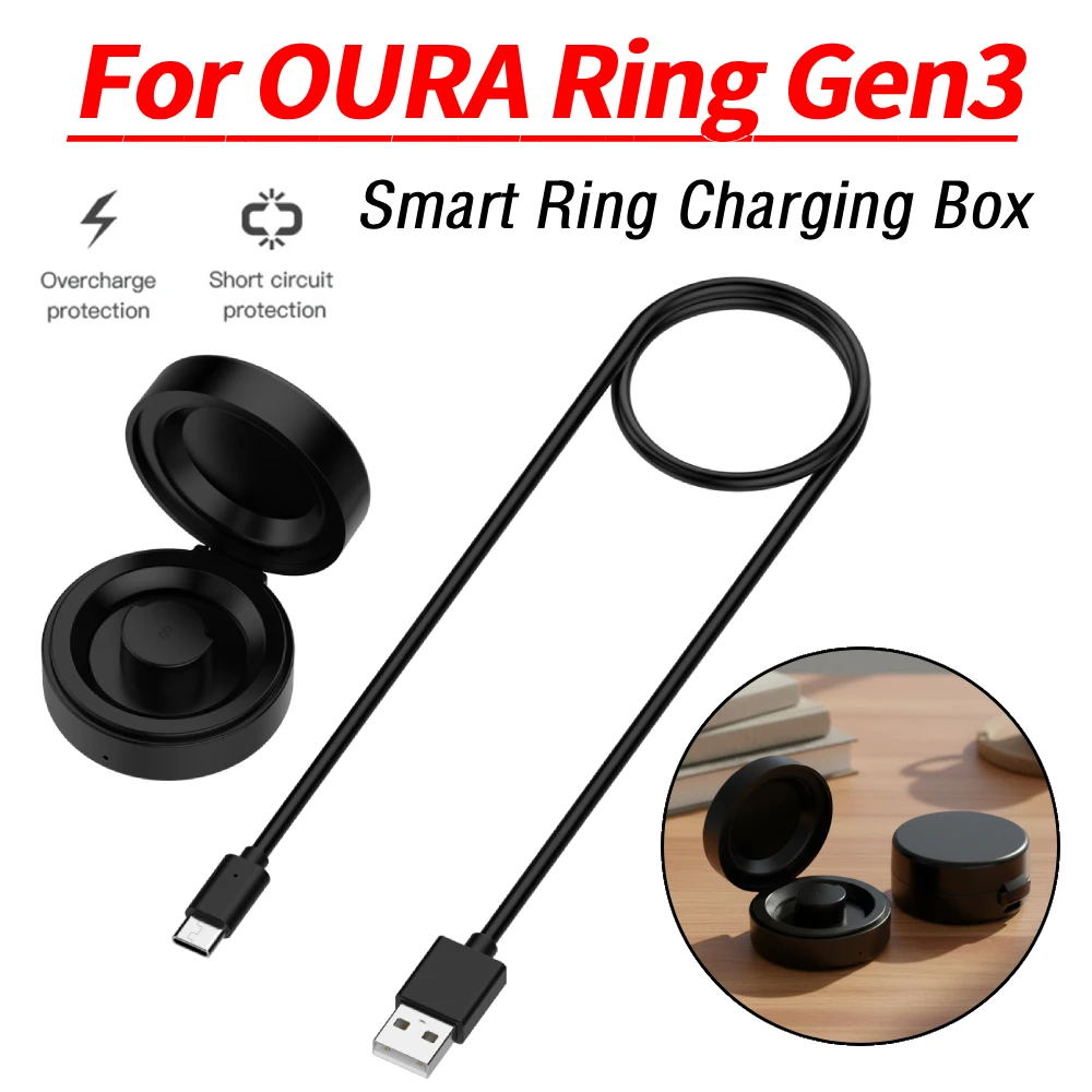 

Smart Ring Charging Box for OURA Ring Gen3 Travel Charger Dock Portable Charging Case with USB-C Cable Smart Ring Accessories