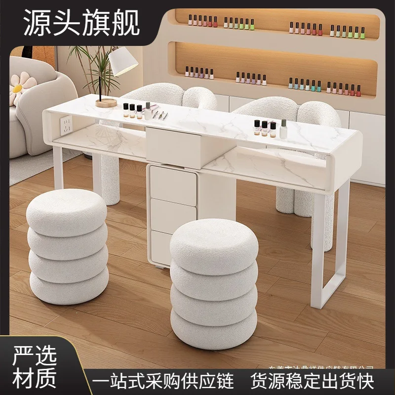 AOLIVIYA Professional Nail Technician Desk Manicurist Table Salon Nail Table Solid Wood Tempered Glass Single Double Luxury