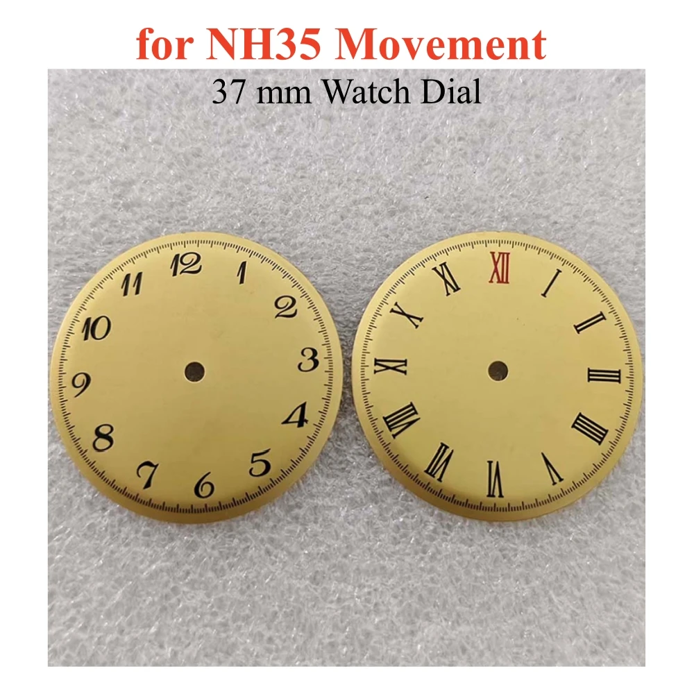 1 PCS 1–12 /Roman Number Stitch (No Hands) Watch Dial for NH35 Movement No-luminous 37MM Antique Bronze Watch Faces Accessories