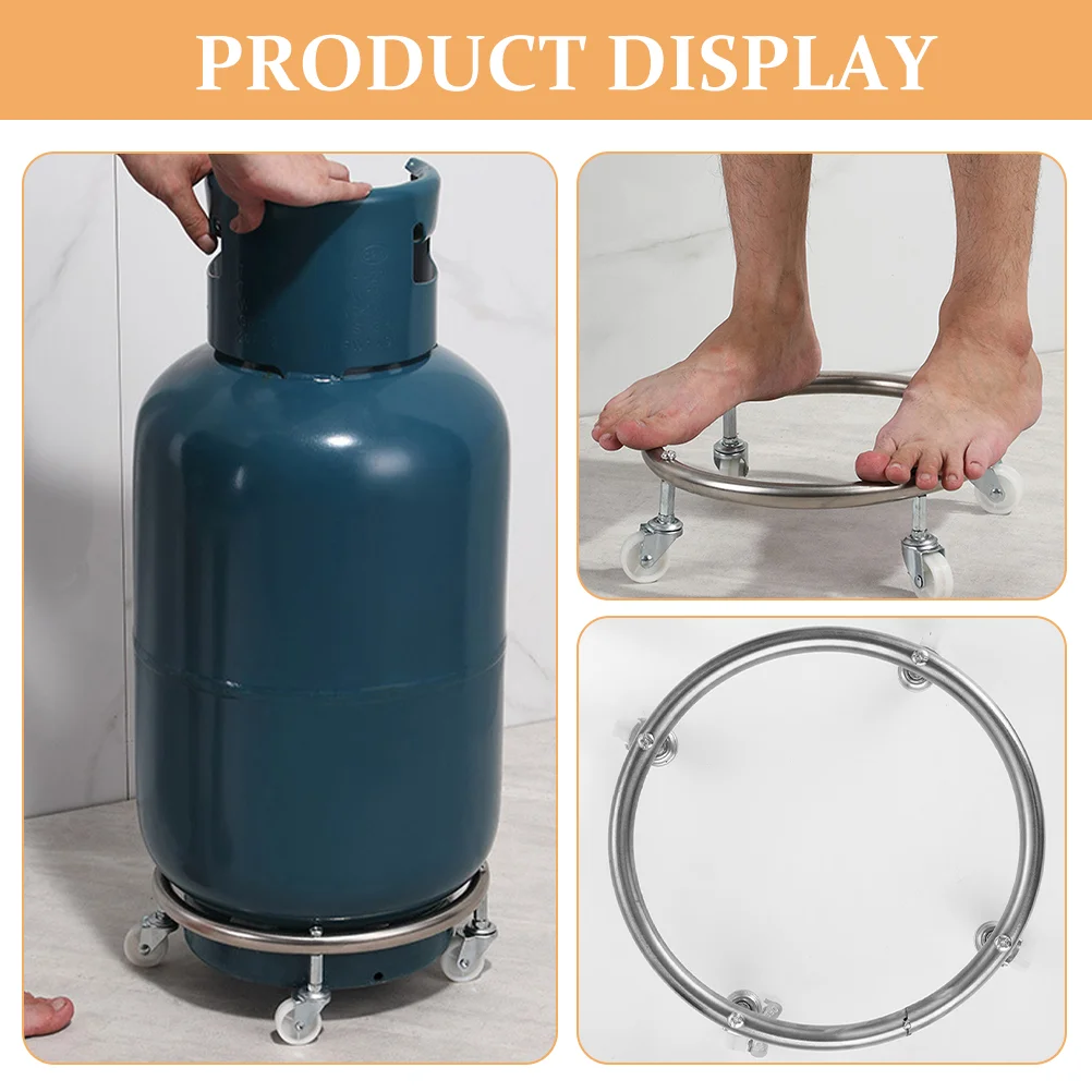 Soporte móvil para botella de Gas, tanque de propano, soporte móvil para Dolly, acero inoxidable plateado para el hogar