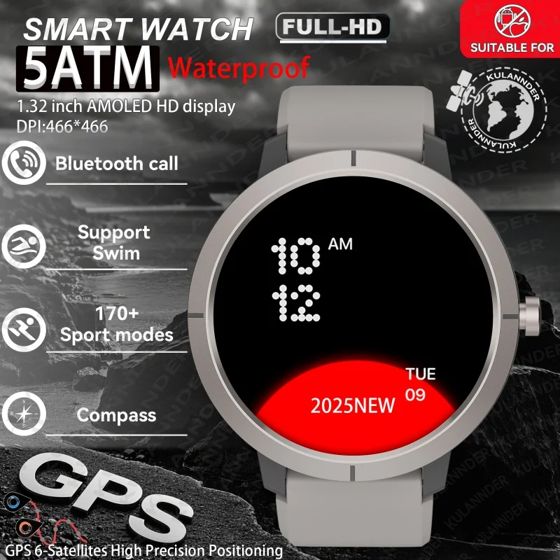 

2025 GPS Smartwatch AMOLED 1.32" Military Watch Call 5ATM Waterproof 170 Sport Modes Smart Watch with Compass Barometer Altitude