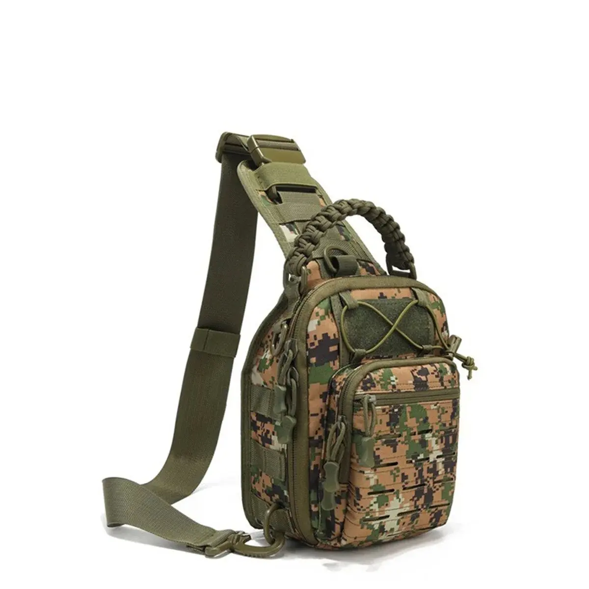 Single Shoulder Diagonal Straddle Outdoor Portable Riding Camouflage Outdoor Sports Small Chest Handbag Laser Punching Satchel