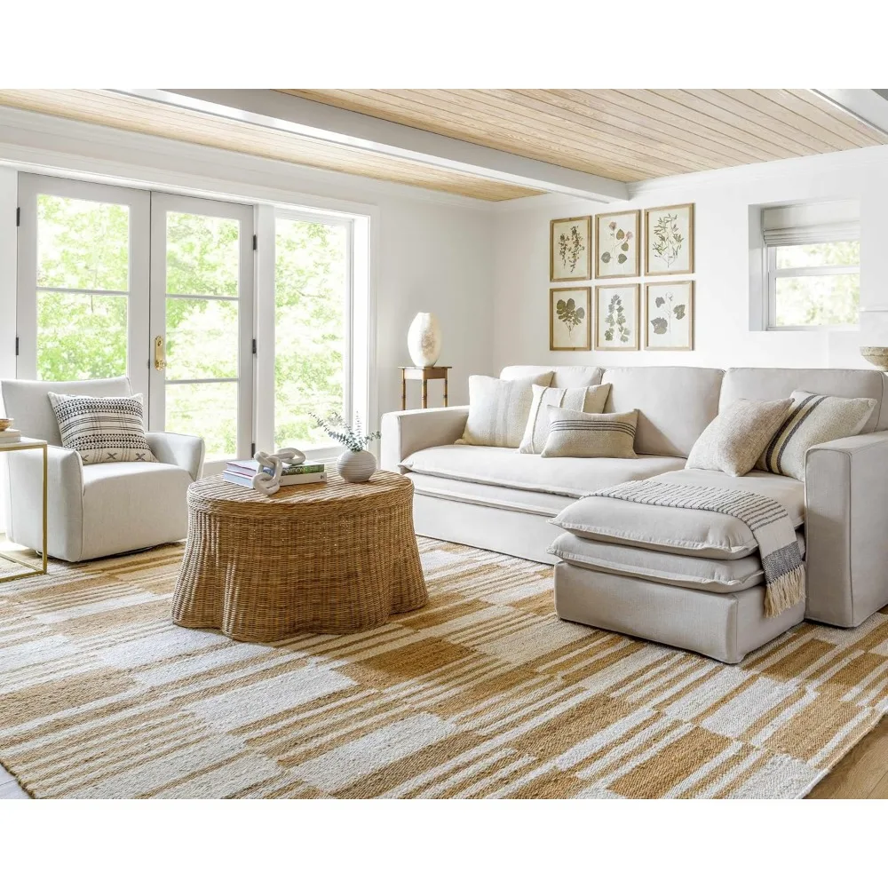 Fodera per cuscino decorativa con inserto in piuma - Cuscino per divano - Crema, elegante e confortevole per la casa