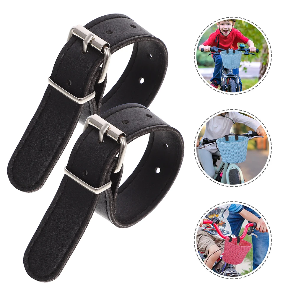 

4pcs Bicycle Basket Accessories Bike Pu Straps Scooter Front Belt Sturdy Detachable Frame Carrier Strap For Women Cycling