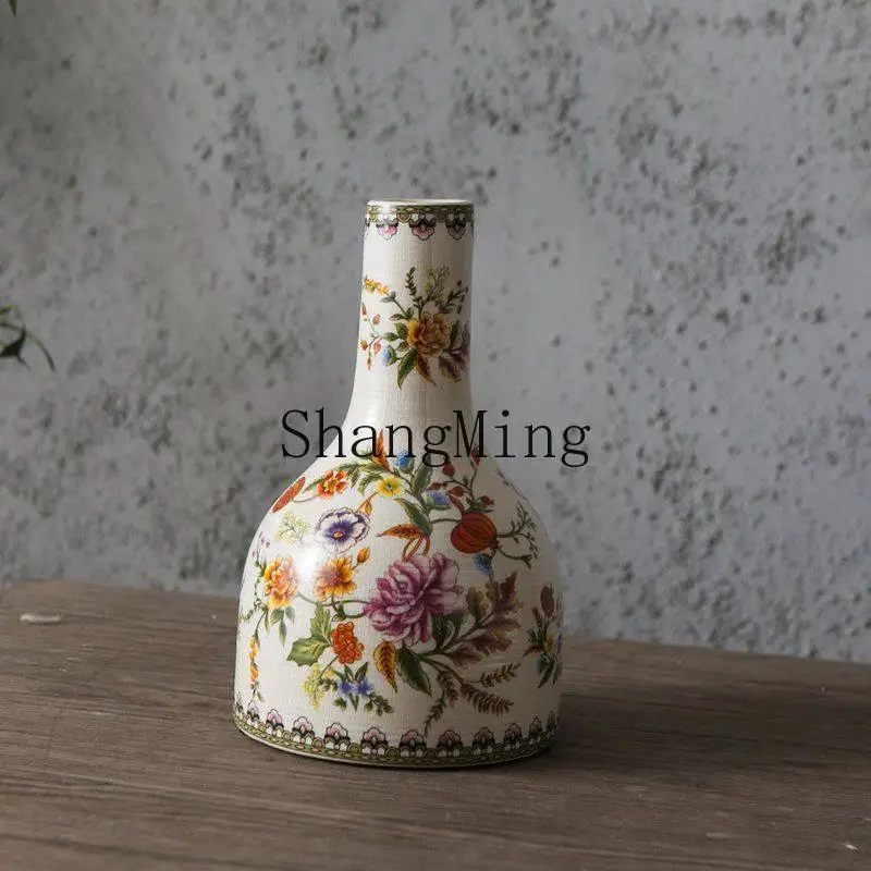 

FG white porcelain vase high-end new Chinese ceramic ornament retro living room entrance dried flower arrangement ornament