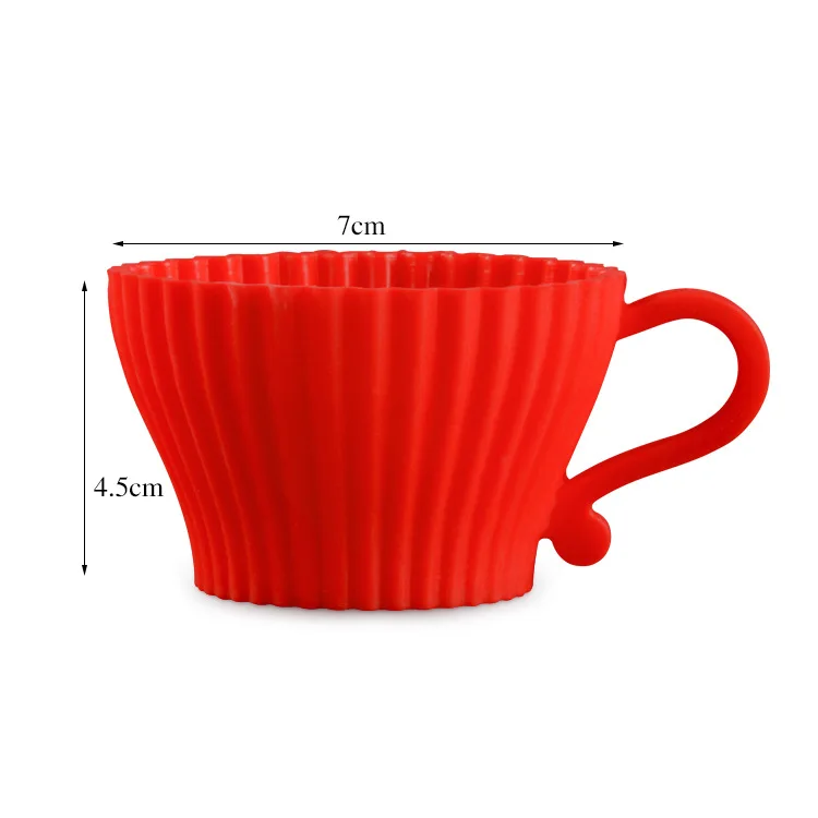 New 5pcs/set Tea Cup Saucers Silicone Cupcake Mould Chocolate Muffin Cake Mold Baking Tools M514