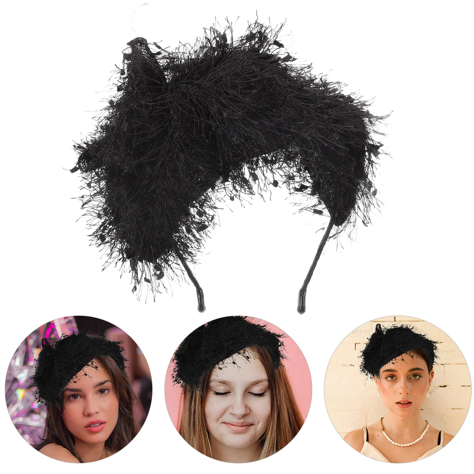 Vintage French Mini Pillbox Hat Headband for Women Black Tassel Bowknot Retro Tea Party Wedding Fascinator Hair Accessory Bridal
