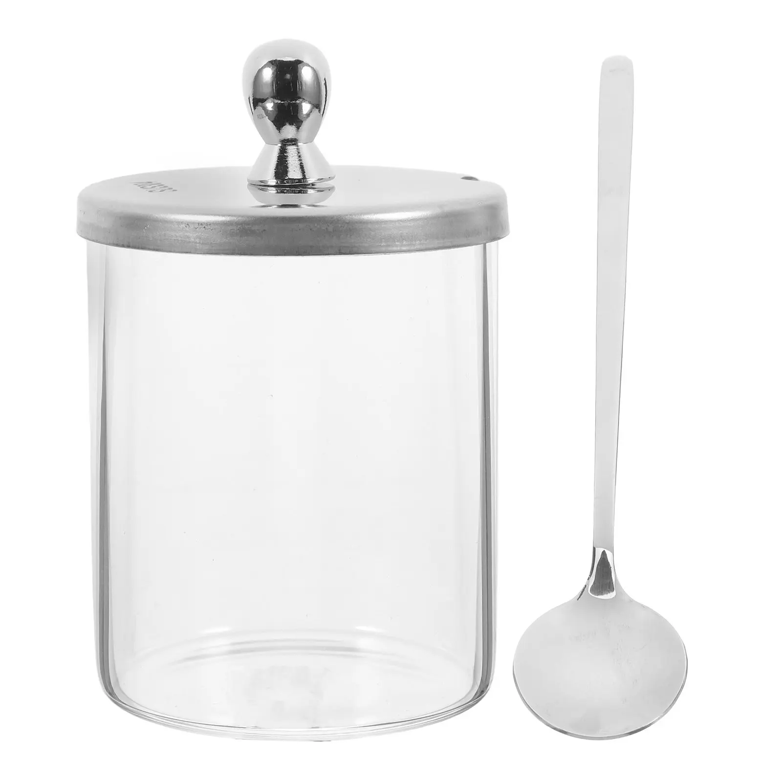 Stainless Steel Condiment Jar High Borosilicate Glass Seasoning Dispenser for Salt Sugar Pepper Kitchen Storage Container