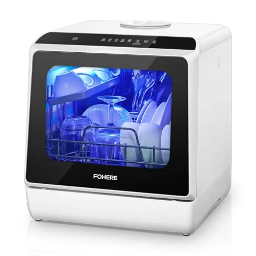 

Portable Countertop Dishwasher with Delay Start No Hookup Needed 5+1 Wash Programs 360 Dual Spray 167 High-Temp Wash 5L Built-i