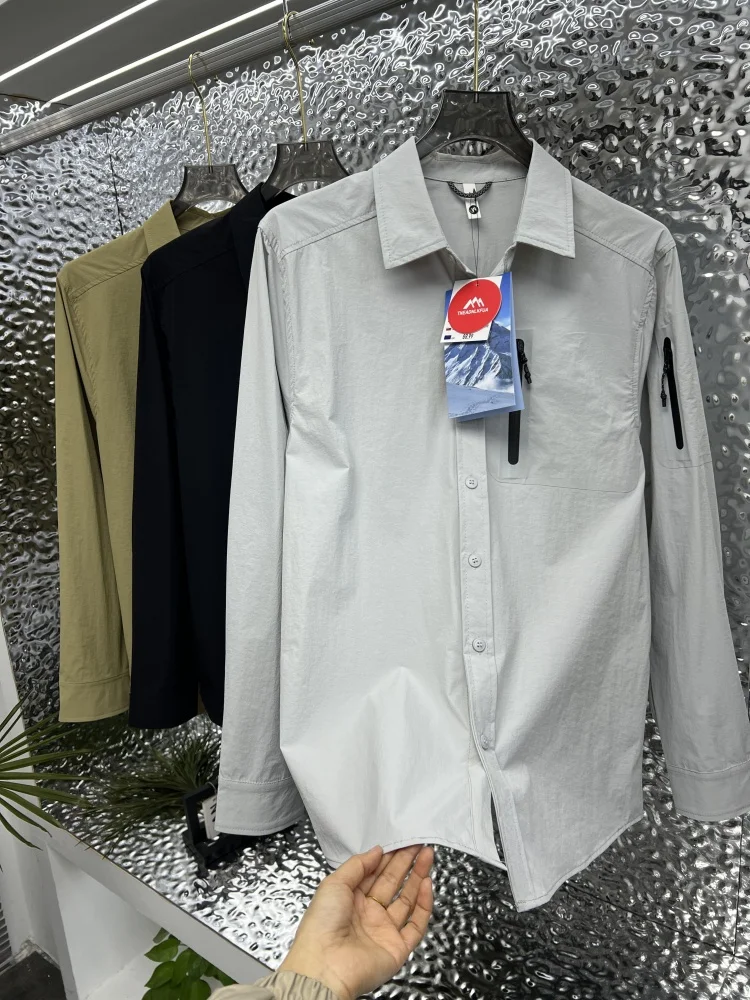 

Men's Outdoor Long Sleeve Shirt Functional Series Scratch Resistant Wear Resistant Anti UV Four Way Stretch Quick Dry Waterproof