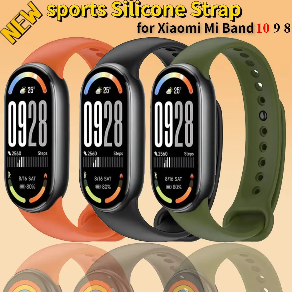 Soft Silicone Strap for Xiaomi Mi Band 10 Sports Breathable Official Bracelet Wristband for Mi Band 9 8 Replacement Accessories