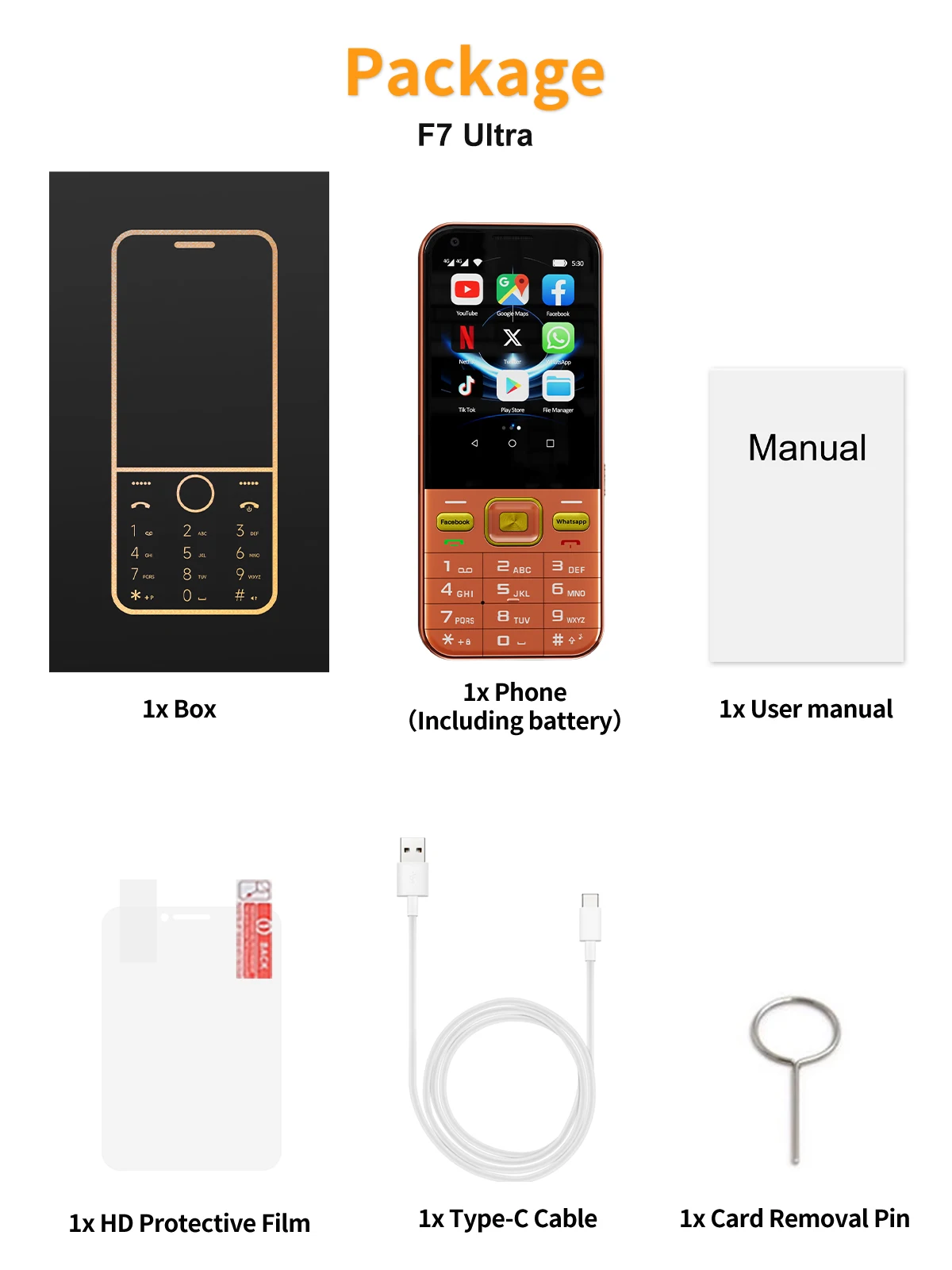 SERVO F7 Ultra Android Touch Screen Smartphone 4G LTE Dual SIM 2MP Camera Flashlight 2GB+16GB Play Store WIFI 2.8' Button Phone