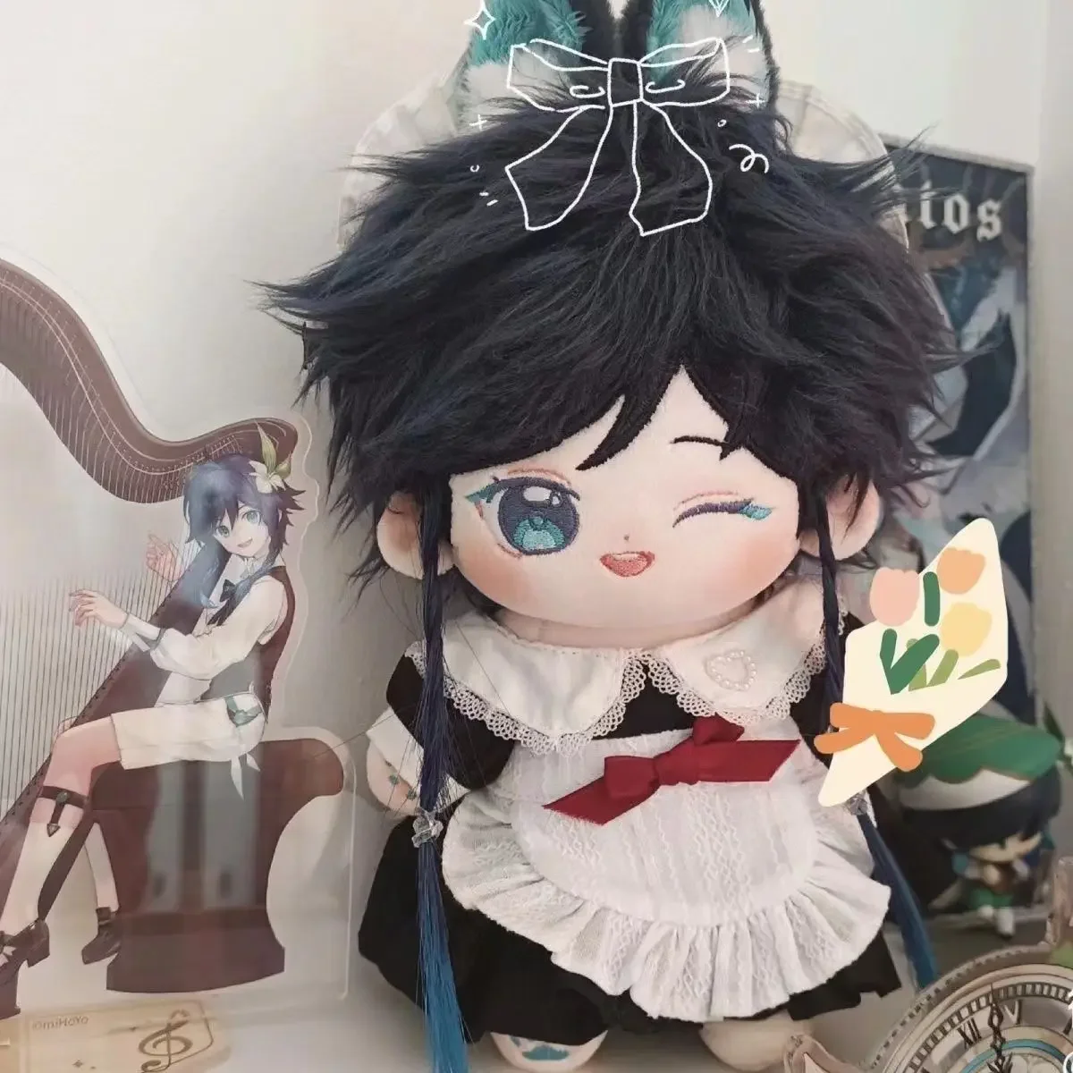 Boneka katun Cosplay Anime Genshin Impact Venti pakaian Dewa Angin mainan boneka Ambitus mewah anak-anak hadiah Natal