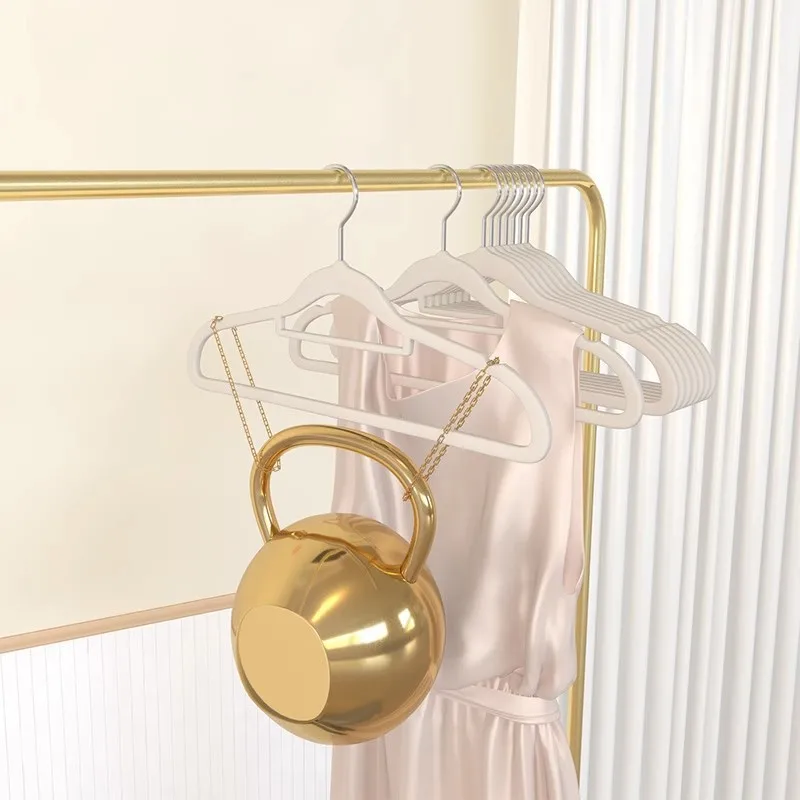 10/20pc Non-slip Flocking Clothes Hanger Dormitory Clothes Drying Adult Clothes Drying Rack Household Thick Clothes Support Rack