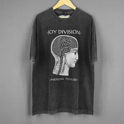 Joy Division T-Shirt Unknown Pleasures New Wave Post Punk Rock Band Talking Heads Men Summer Washed Long Sleeve Shirt