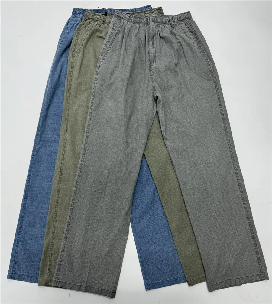 

Summer Outdoor Thin Casual Pants Cotton Linen Material Moisture ng Breathable Drapey Straight Leg Elastic Waist Thi Th...