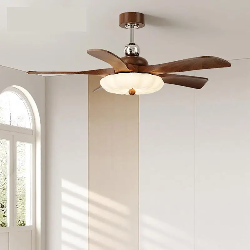 Ceiling Light Fan with Remote Control 42 47 Inch Vintage Wooden Wood Decora Straight Blade Fan Lamp for Home Bedroom Living Room