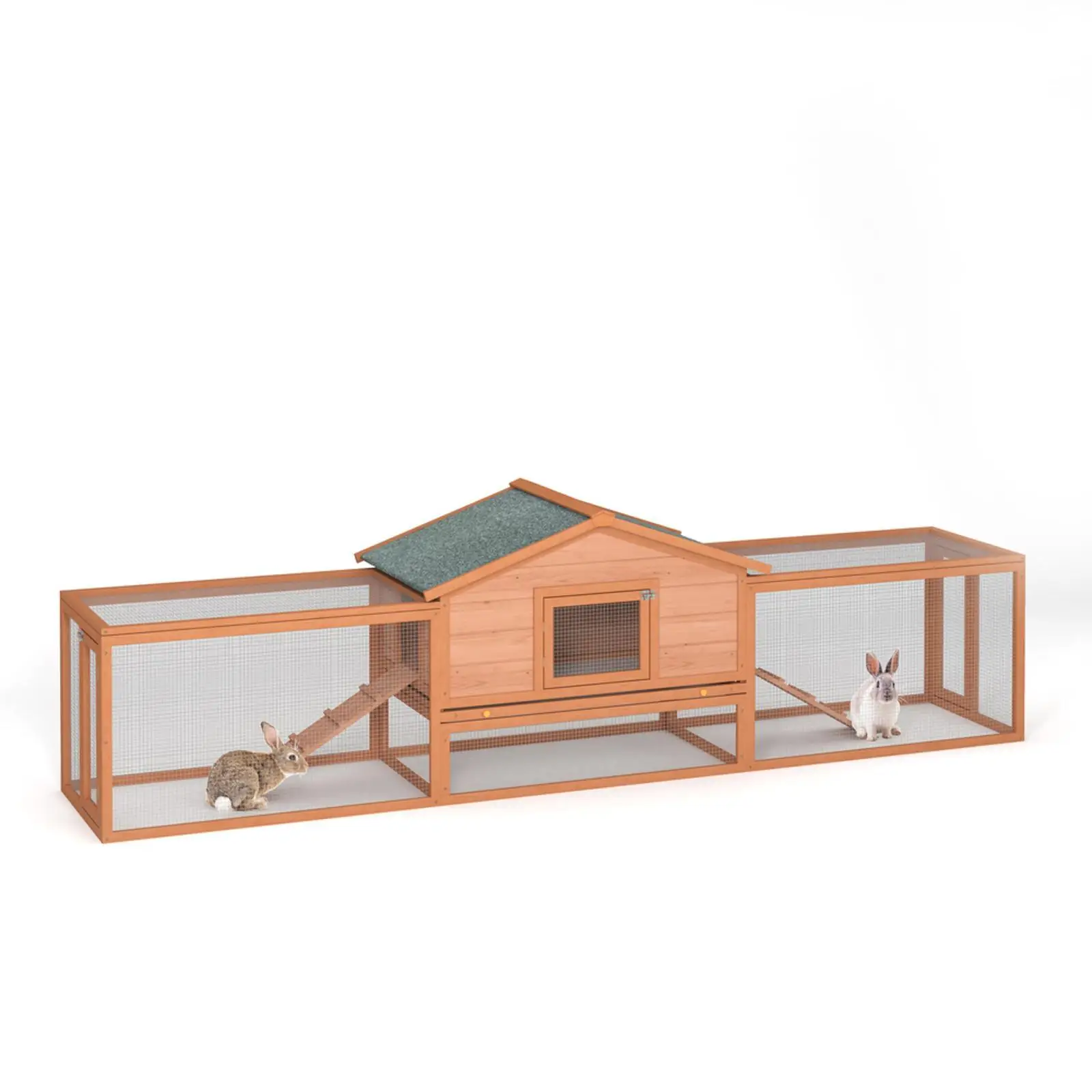 

Spacious Outdoor Wooden Hutch Waterproof Sloped Roof Pet House with Pull Out Tray for Hamsters Guinea Pigs and Rabbits
