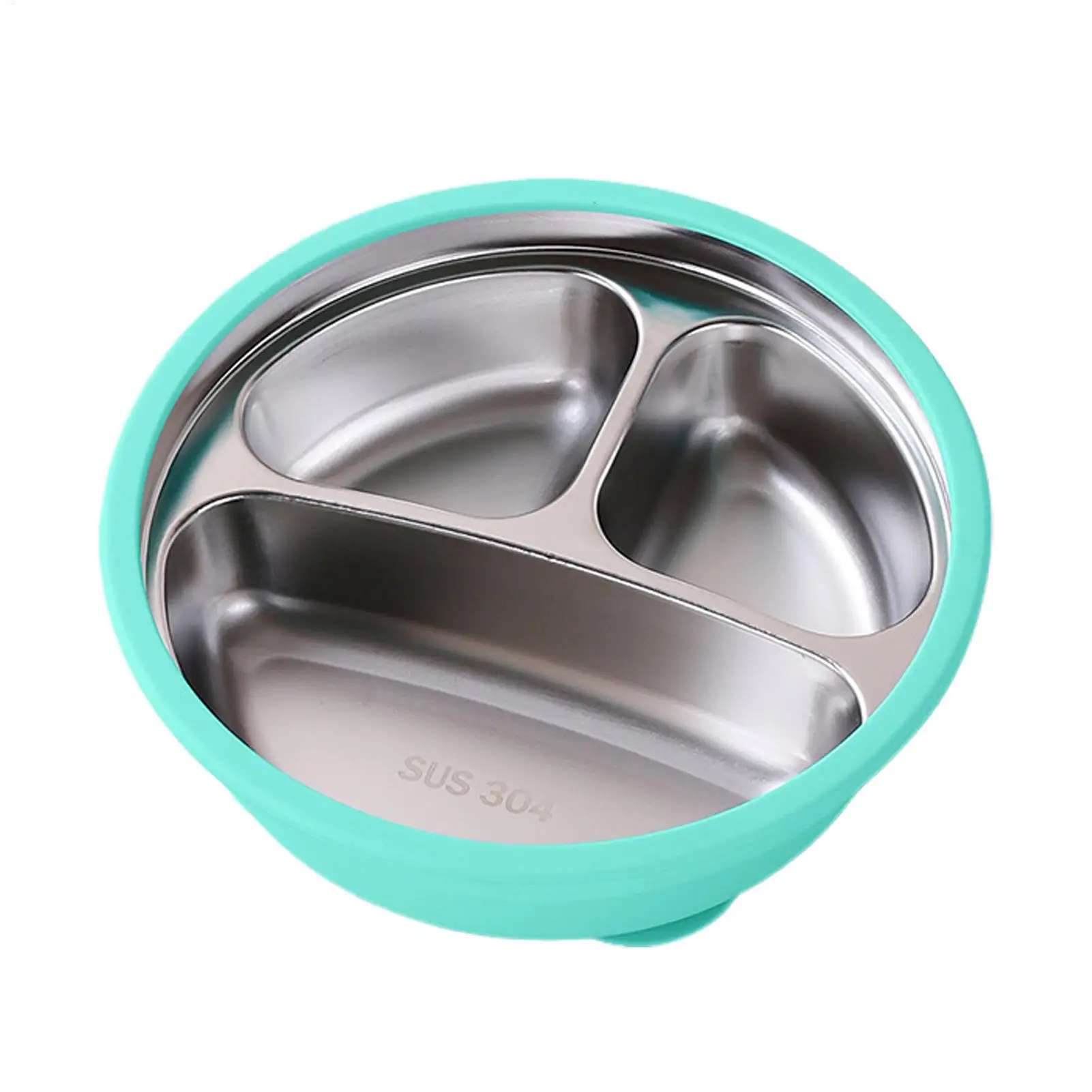 

Toddler Divided Plate Stainless Steel Divided Plates With Silicone Sleeve Fall Resistant Kid Feeding Bowl For Carrying Out