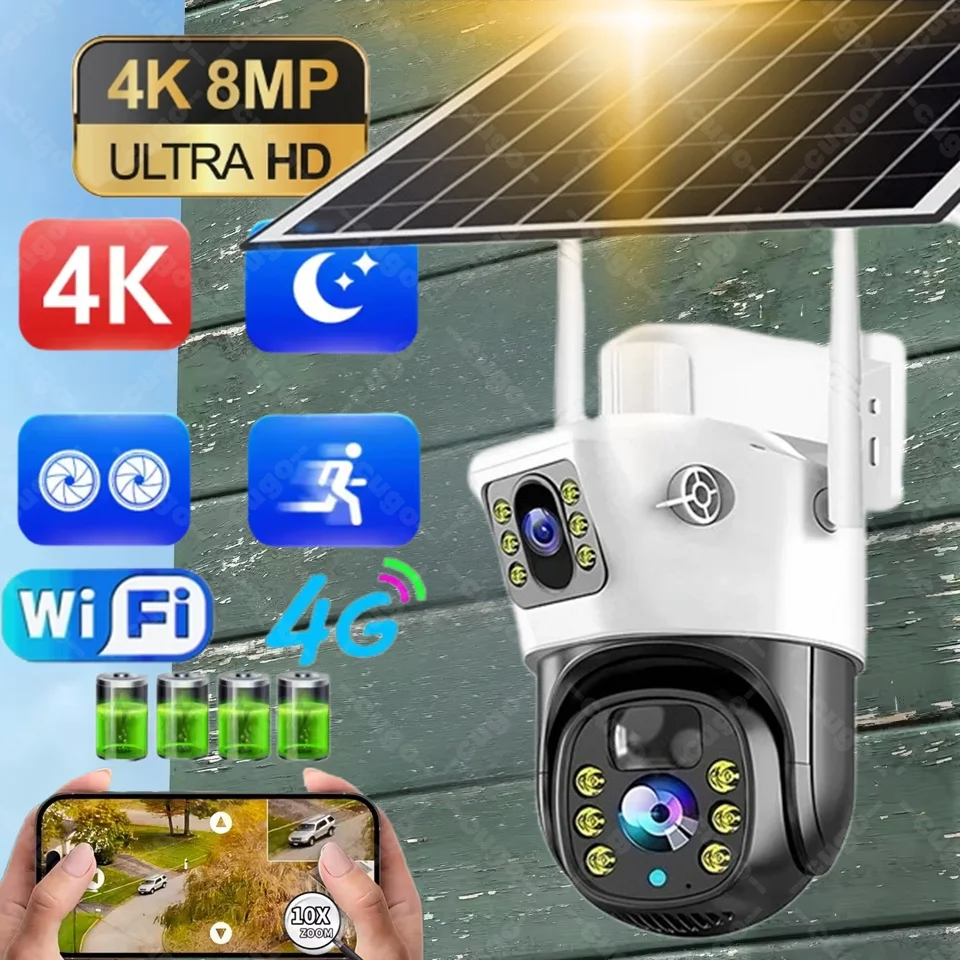 Dual Lens 4G/WiFi Camera Solar PIR Human D