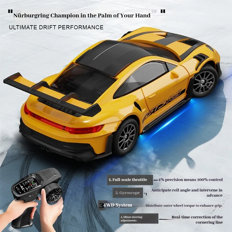 Hongxing model 1:43 full scale RC four-wheel drive drift remote control car GTR mini racing toy desktop gift for men view 3
