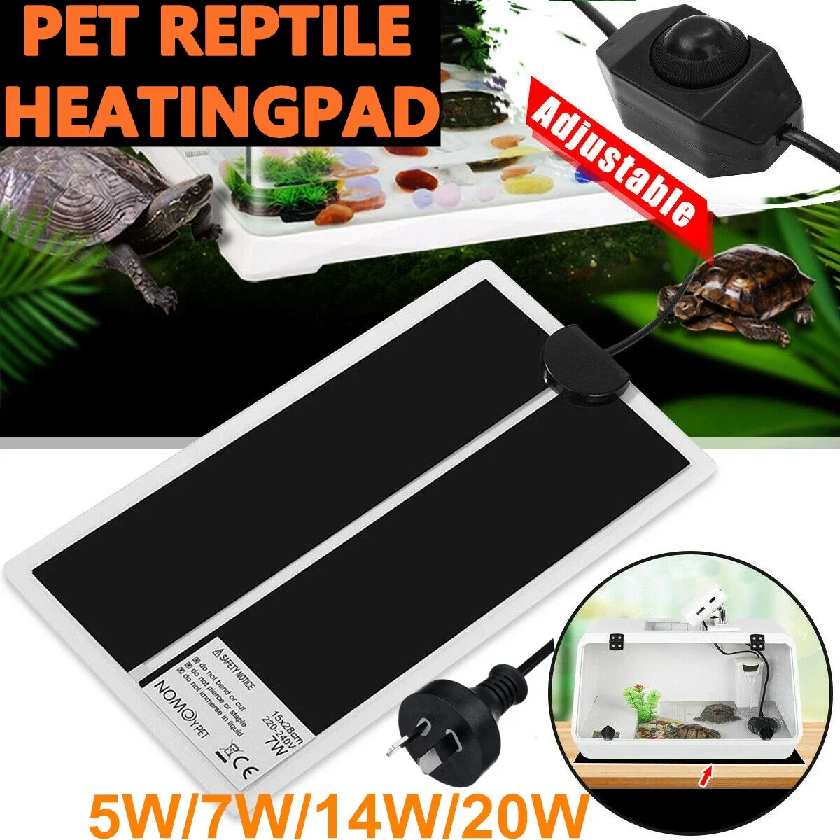 5-45W Amphibiens Climbing Heating Warm Pads Mats Blanket Terrarium Reptiles Heat Thermal Mat Temperature Regulator Accessories