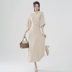 Women's Long Sleeve Knit Sweater Dress, Warm Slim Pullovers, Long Sleeve, O-neck, Casual Ankle-Length, Autumn, Fashion