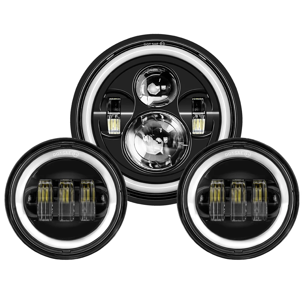 Motorfiets 7 inch Moto LED Koplamp met 4-1/2 "4.5 inch LED Extra Mist Passeren Licht lamp voor Harley Touring Electra Glide