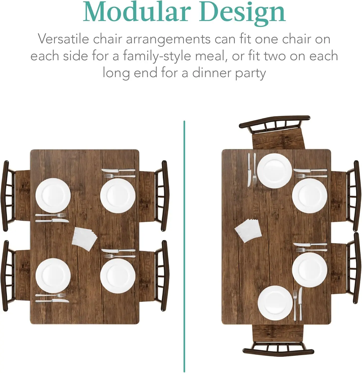 Set furnitur meja makan persegi panjang, 5 buah logam dan kayu Modern untuk dapur, ruang makan, ruang makan, Sarapan