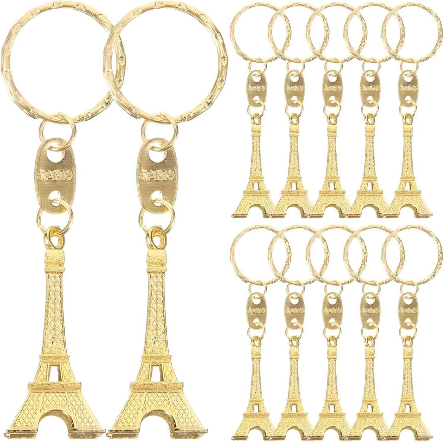 

10Pcs Gold Key Chain Eiffel Tower Keychain Key Fob Pendant Birthday Present