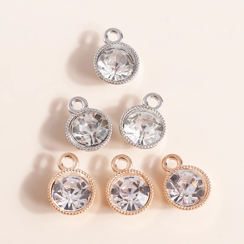 10pcs 10*13mm Gold Silver Color Round Crystal Charms for Necklaces Earrings Making Accessories Charms DIY Jewelry Findings