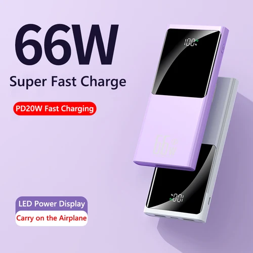 66W 보조베터리 20000mAh 휴대용 배터리 충전기 PD20W iPhone 16 15 용 고속 충전 보조베터리 Xiaomi Samsung Huawei Poverbank 