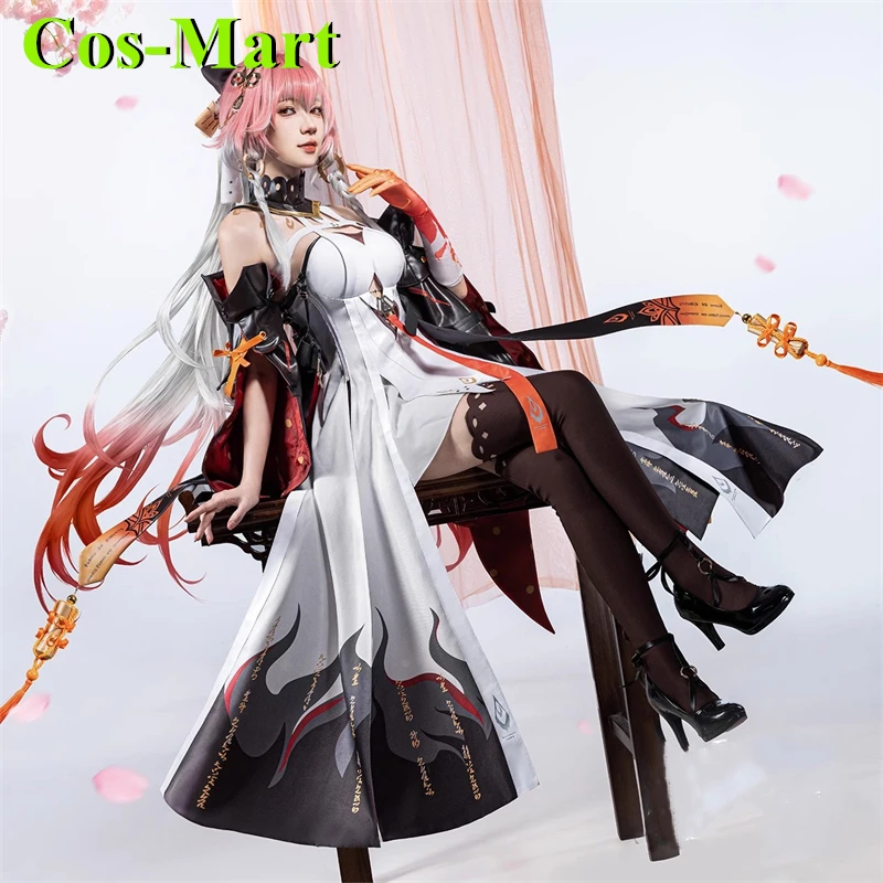 Cos-Mart Anime Wuthering Waves Changli Cosplay Costume Sweet Battle Dress Activity Party Role Play Clothing Female