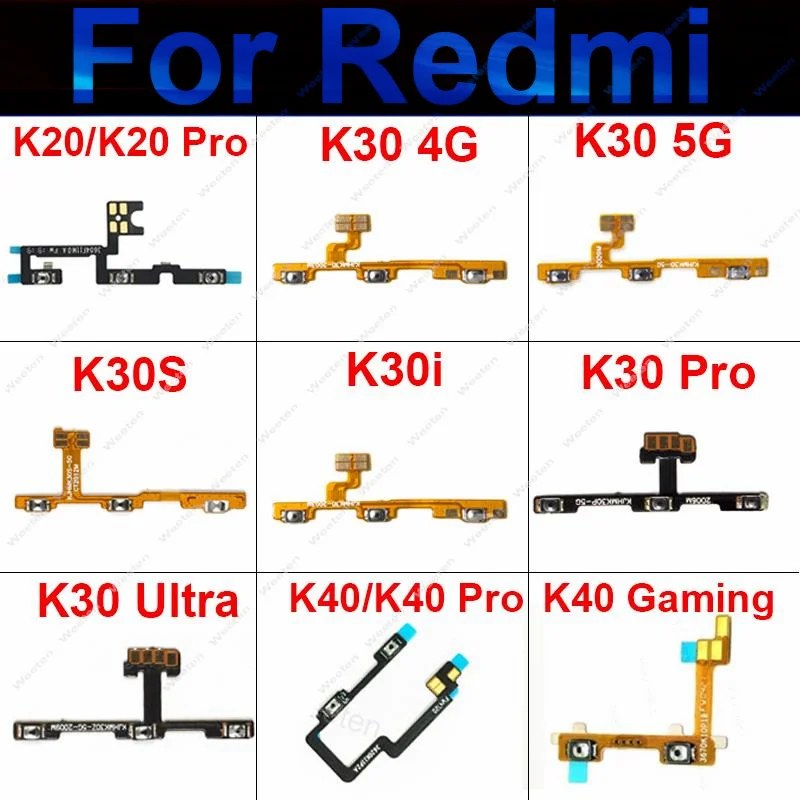 For Xiaomi Redmi K20 K30 K40 K50 Pro ON OFF Power Volume Side Button Flex Cable K30 K50 Ultra K30i K30S K40S K40 Gaming 4G 5G