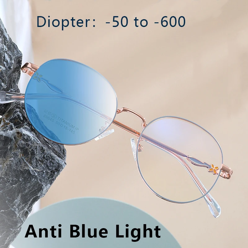 

Retro Ultralight Memory Titanium Anti Blue Ray Myopia Glasses Women Computer Optical Nearsighted Goggles Men Fashion Design Rim