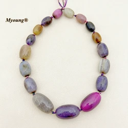18INCHS Graduated Large Multicolor Agates Barrel Nugget Beads For DIY Choker Necklace Making MY230925