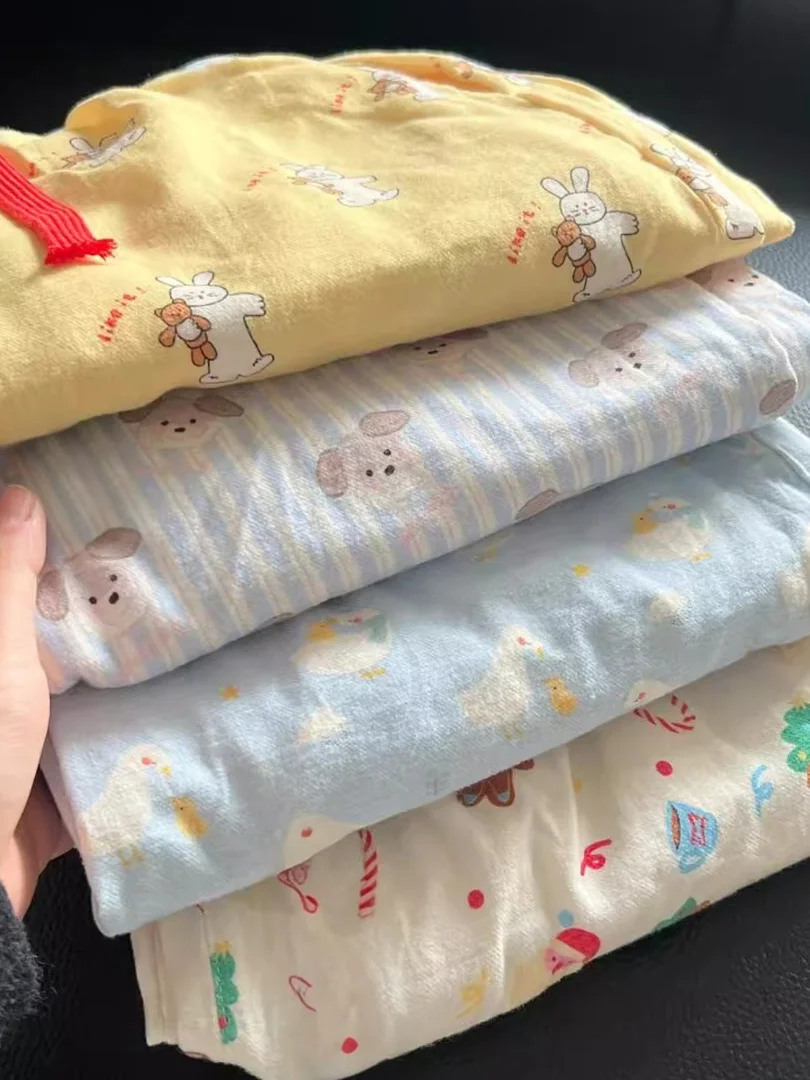 

Корейский Sle, милый мультяшный принт, высокая талия, прямые ноги, большие размеры, повседневные домашние брюки, длинные брюки для женщин, весна-лето, новинка...