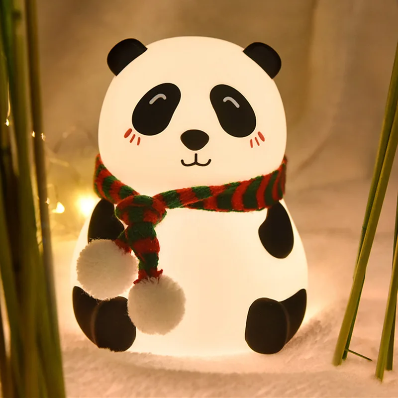 Night Light Cute Panda Nursery Sleeping Lamp Timing Rechargeable Bedside Touch Lamp For Room Decoration Dimmable