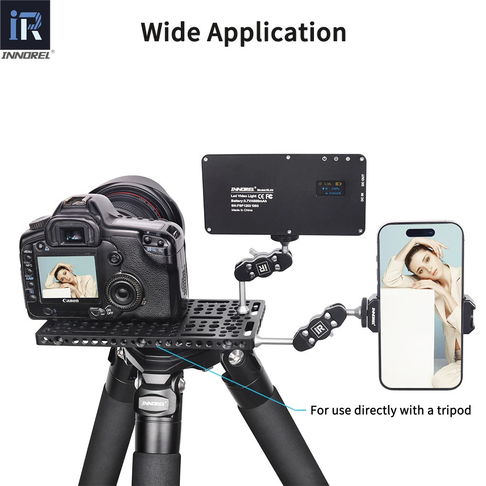 INNOREL CP03 2 Pezzi Piastra A Formaggio Multifunzionale In Alluminio – Con Fori 1/4" E 3/8" Per Accessori Fotografici E Gabbie