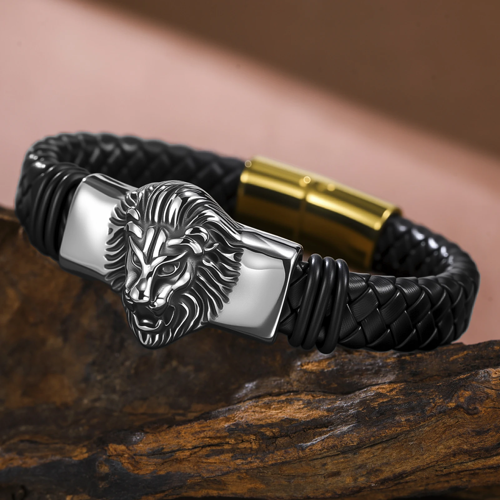 

COOLTIME Lion Snake Wolf Head Bracelet Stainless Steel Domineering Animal Head Luxury Man Bracelet Jewelry Gift