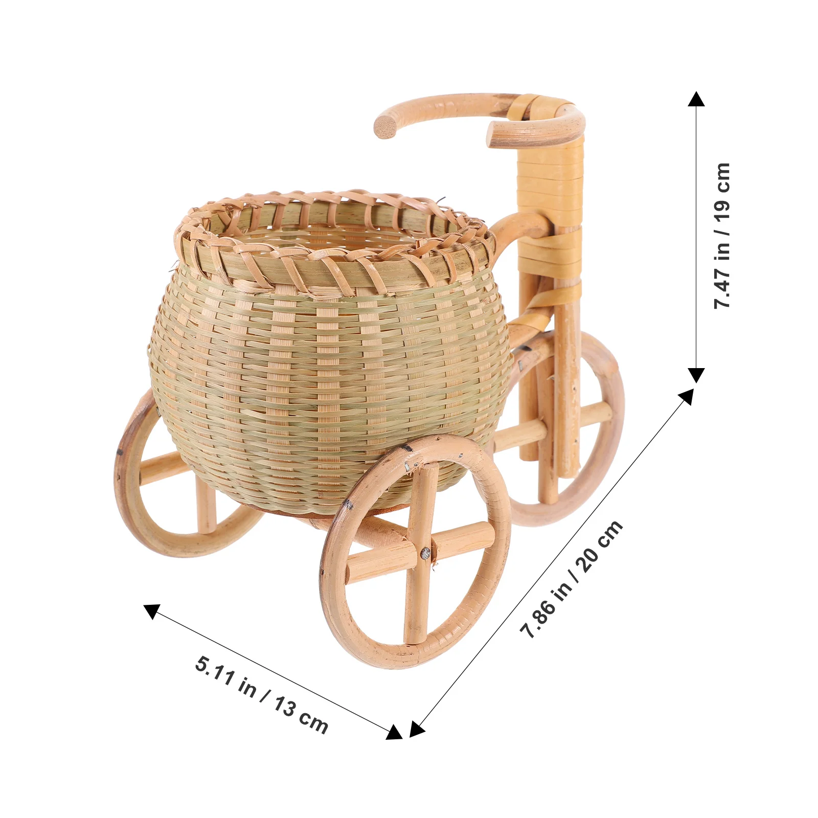 

Bamboo Woven Decoration Handmade Tricycle Storage Basket Food Holder Decorative Home Ornament Bamboo Woven Decoration