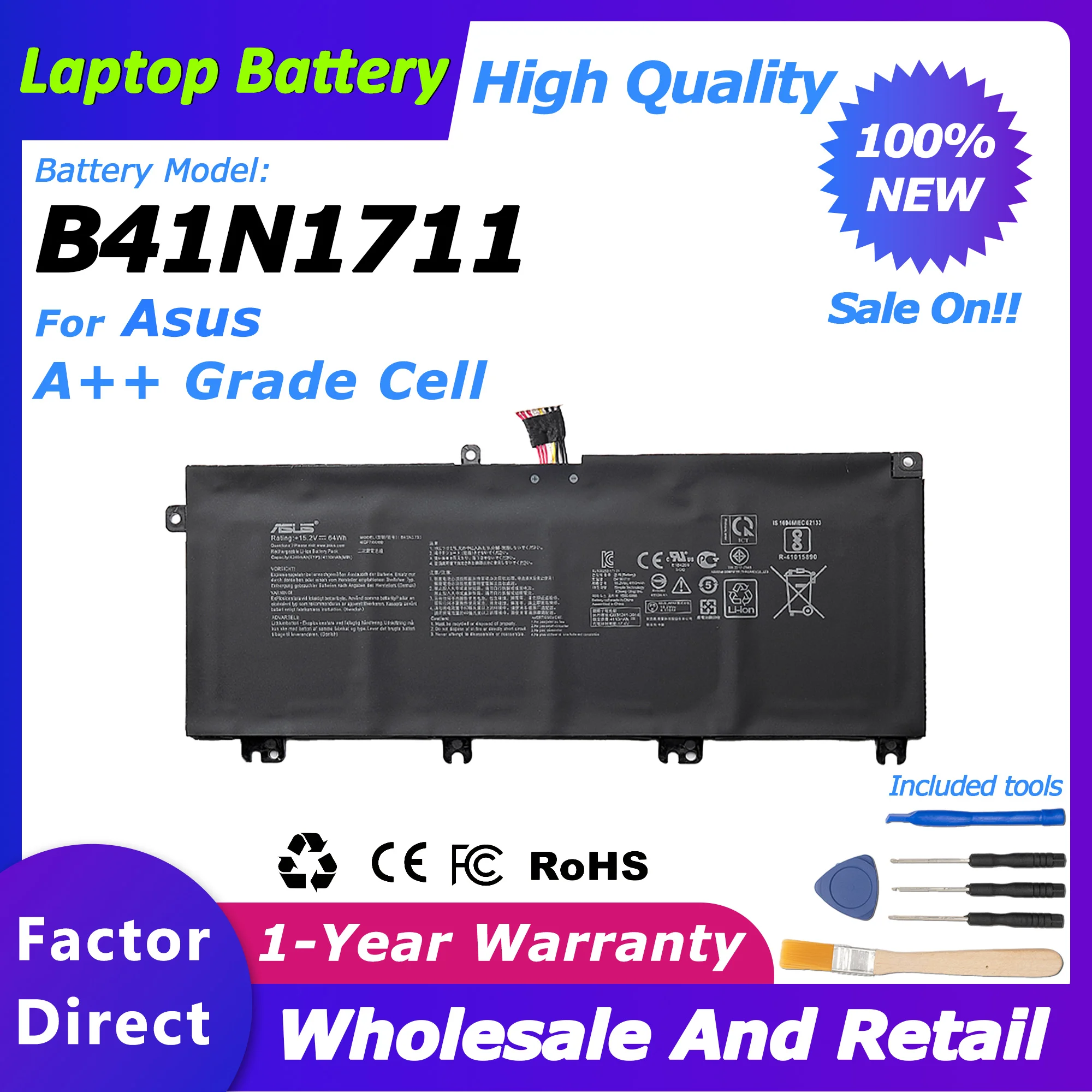 

B41N1711 Battery for Asus ROG Strix GL503VM/GL503VD/GL703GE Battery For Asus TUF Gaming FX705/FX705DU/FX705DY/FX705DT Series