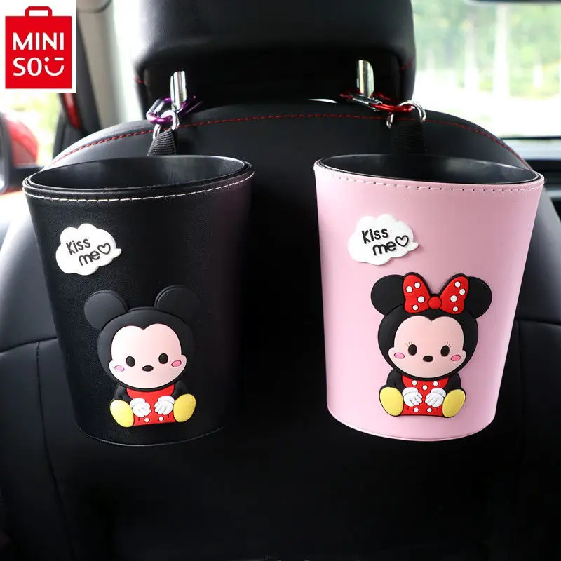 

MINISO car trash bin, interior items, rear mounted Disney cartoon Mickey creative waterproof multifunctional car storage bin