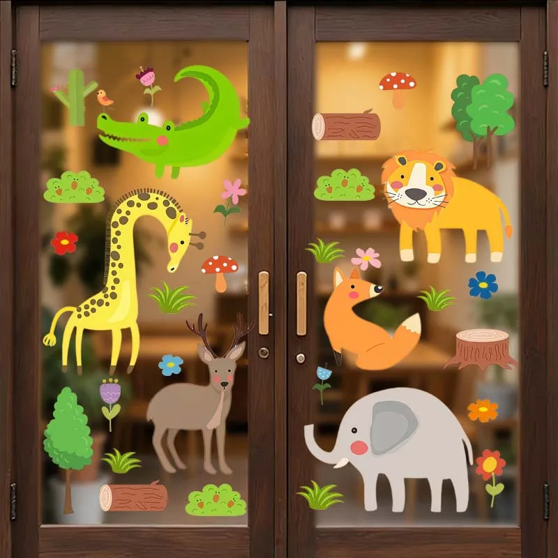 3pcs Animals Window Sticker,suitable for cabinet,glass doors,windows and wall decor,holiday decoration,freely DIY combinable