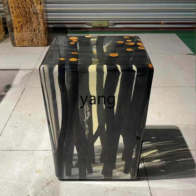 

LMM branch pier acrylic titanium crystal resin stool transparent square stool tea