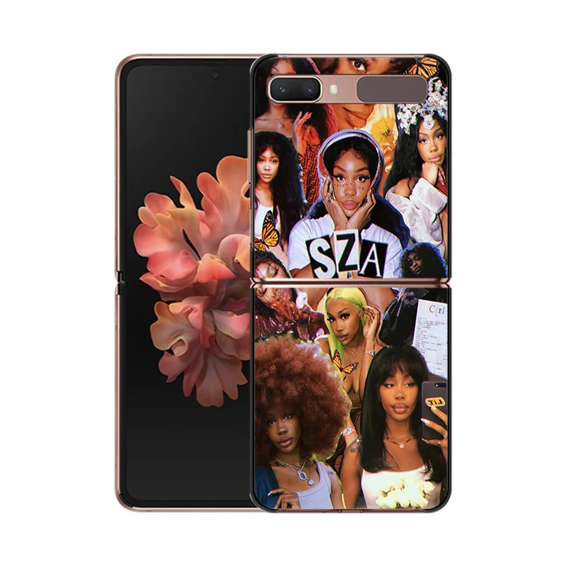 Black Phone Cases for Samsung Z Flip 6 5 4 3 SZA Solana Imani Rowe Hard Galaxy ZFlip6 Flip5 Flip4 Flip3 Mobile Phone Shell Cover