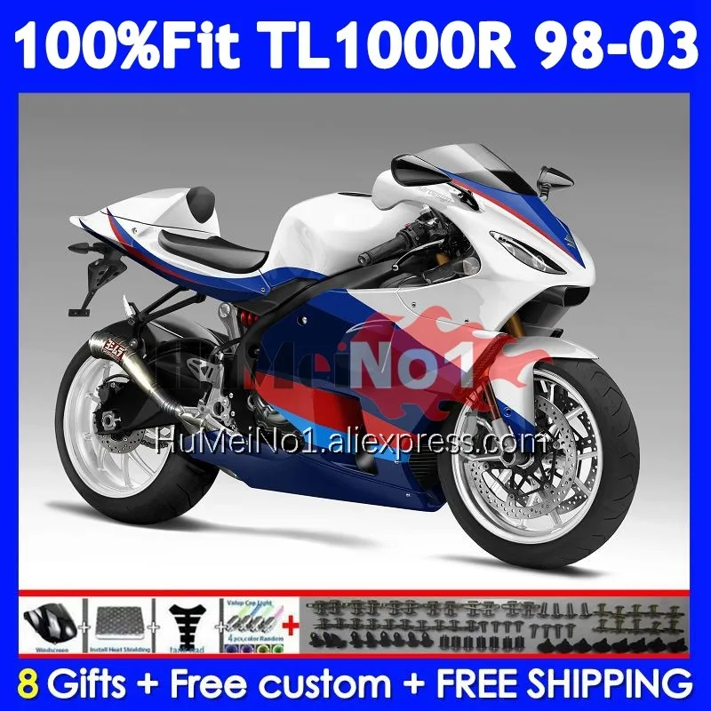 Body For SUZUKI SRAD TL1000 TL 1000 R 1000R 123No.92 TL1000R White blue 98 99 01 02 03 1998 1999 2000 2001 2002 2003 Fairings