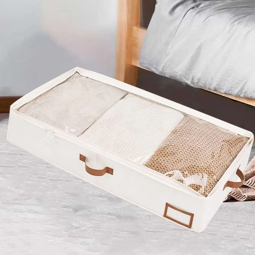 

Clear Window Under Bed Storage Bag Visible Zippered Clothes Storage Bins Dustproof Foldable Quilt Organizer for Home