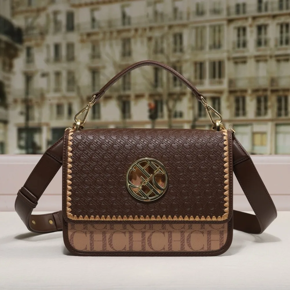 CHHC Large Capacity High Quality Multi Purpose Women Crossbody Tote Bag Contrast Color Classic Letter Embossing Elegant Handbag