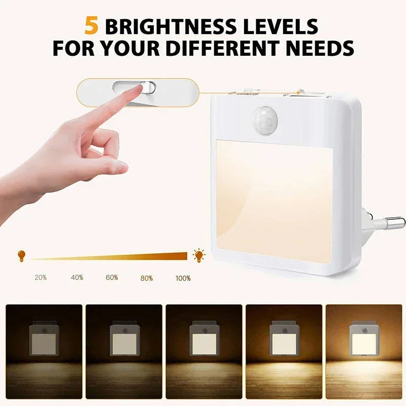 Induction Night Light ON/OFF/Auto Warm White Light LED Human Body Induction Scket Light 220V For Bedside Bedroom Corridor